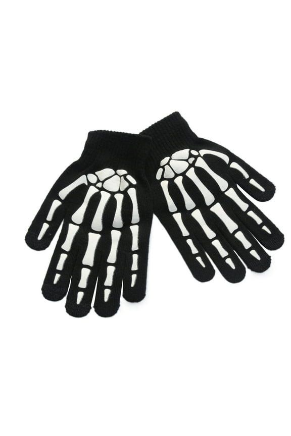Gothic Knitted Gloves Warm Black Gloves Halloween Skull Gloves Skeleton Gloves for Halloween Supplies