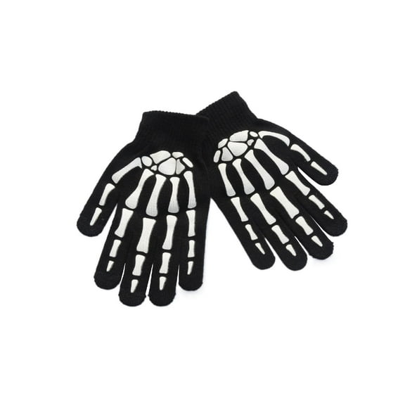 Gothic Knitted Gloves Warm Black GlovesHa110weenLuminousSku11Gloves Skeleton Gloves forHa110weenSupplies