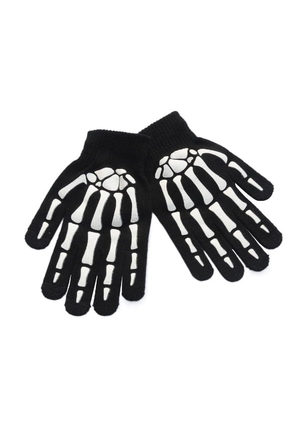 Gothic Knitted Gloves Warm Black GlovesHa110weenLuminousSku11Gloves Skeleton Gloves forHa110weenSupplies