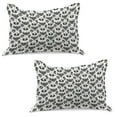 thumbnail image 1 of Gothic Knitted Quilt Pillowcover Set of 2, Victorian Floral Motifs and Owl Classical Vintage Flourishes, Standard Queen Pillow Sham Bedroom, 30" x 20", Black Grey White, by Ambesonne, 1 of 1