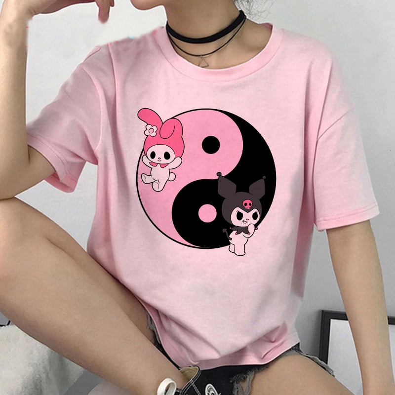 Gothic Kuromi Top Tee Cartoon T Shirt Sanrio Kuromi Women Manga Tshirt Y2k Graphic Tshirt