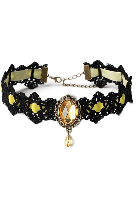 Gothic Lace Crystal Choker Necklace Women Vintage Rhinestones Necklaces Gothic Punk Collar Choker Halloween Jewelry