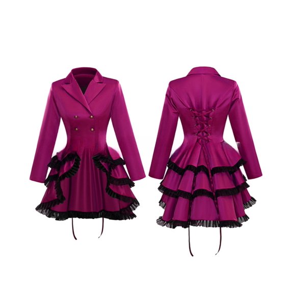 Gothic Lace Vintage Stage Performance Dress Double Breasted Medieval Renaissance Costume for Women