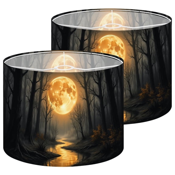 Gothic Lampshades 2 Pack Dark Academia Vintage Gothic Dark Forest Moody Moon Aesthetic Full 13"x13"x10" Light Shade for Table Lamps Floor Lamp Shades Lampshade Replacement Easy Assembly
