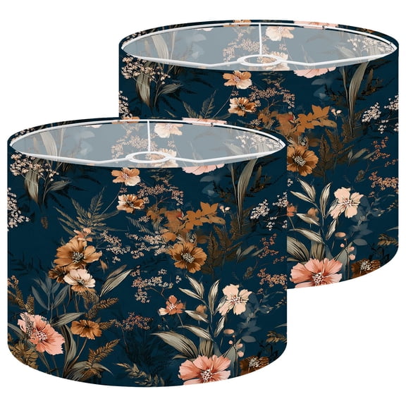 Gothic Lampshades 2 Pack Floral Botanical Warm Earth Tones Deep Blue 13"x13"x10" Light Shade for Table Lamps Floor Lamp Shades Lampshade Replacement Easy Assembly Dark Academia Moody Decor