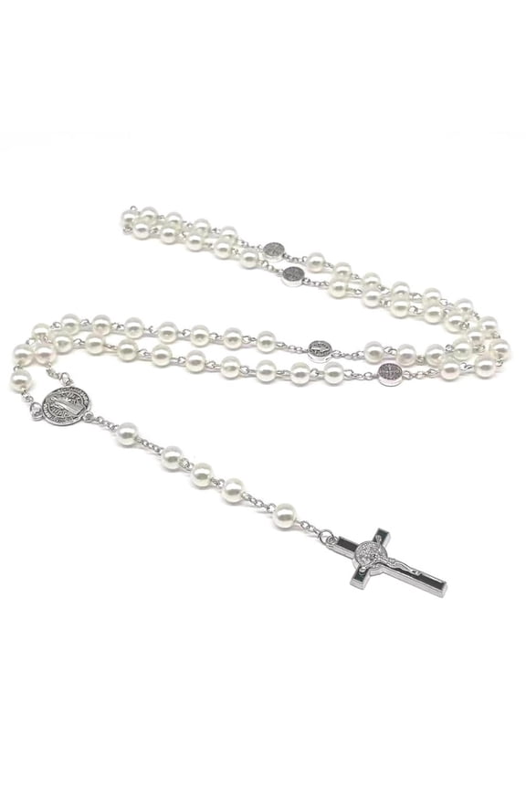 Gothic Large Crosess Choker Vintage Black/White Beaded Chains Jewelry Necklace