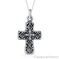 thumbnail image 1 of Gothic Latin Cross Christian Charm Pendant & Cable Link Chain Necklace in Oxidized .925 Sterling Silver, 1 of 1