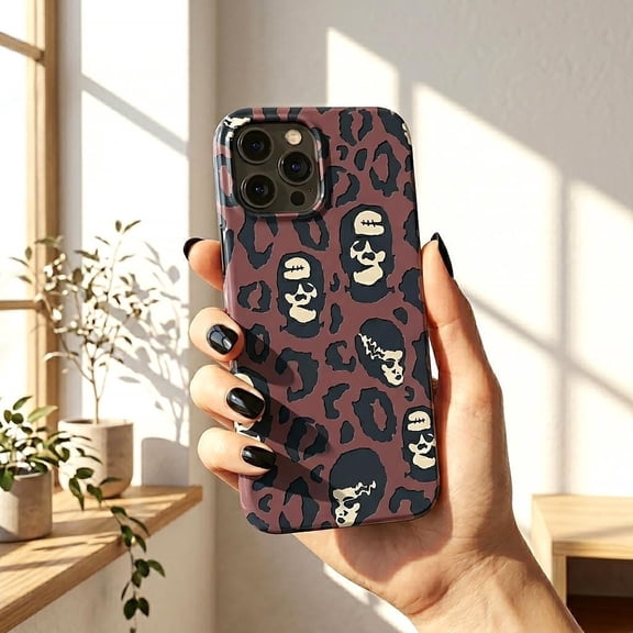 Gothic Leopard Skull Tough iPhone Case – Dual-Layer Protective Cover for iPhone 11, 12, 13 Series