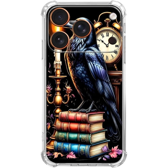 Gothic Literary Raven Collection Case for iPhone 17 Pro Max, Vintage Mysterious Raven, Trendy Cool Soft TPU Bumper Case for iPhone 17 Pro Max