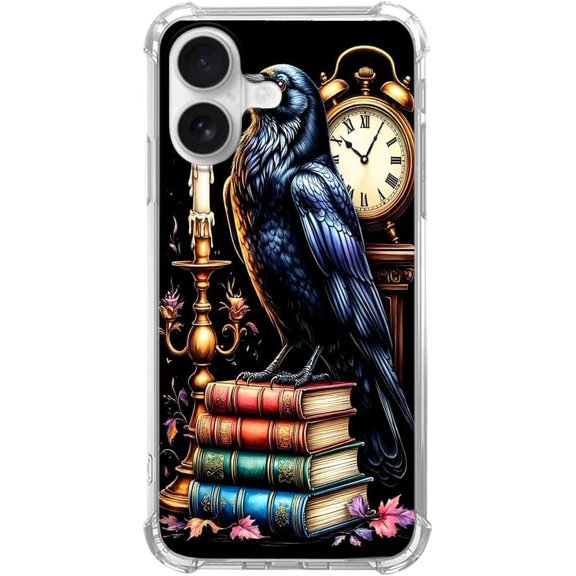 Gothic Literary Raven Collection Case for iPhone 17, Vintage Mysterious Raven, Trendy Cool Soft TPU Bumper Case for iPhone 17