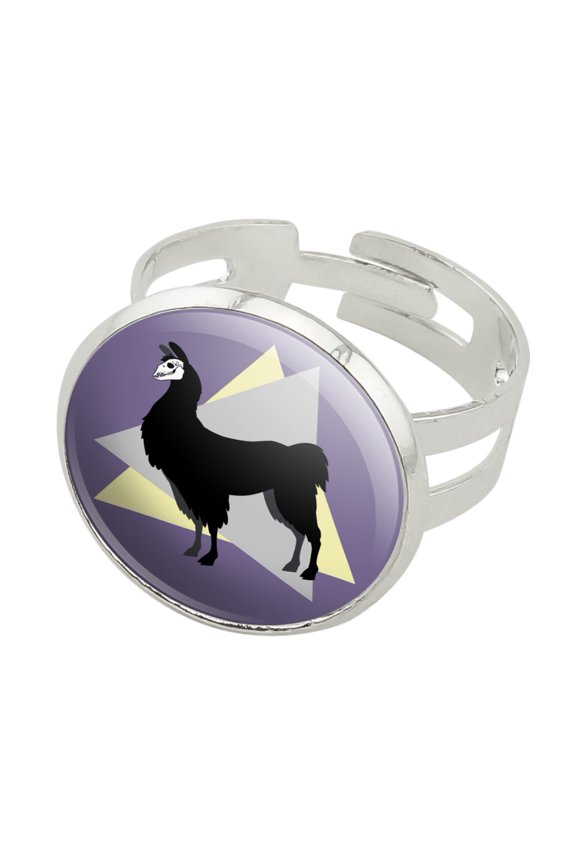 Gothic Llama Silver Plated Adjustable Novelty Ring