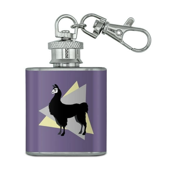 Gothic Llama Stainless Steel 1oz Mini Flask Key Chain