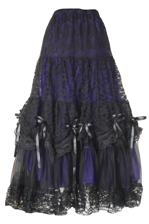 Gothic Long Skirt Punk Prom Halloween Christmas Party Wear Purple Black White