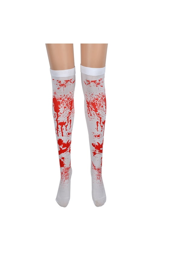 Gothic Long Socks Halloween Theme Stockings Pattern Print Over Knee Length Hosiery for Women Girls Cosplay