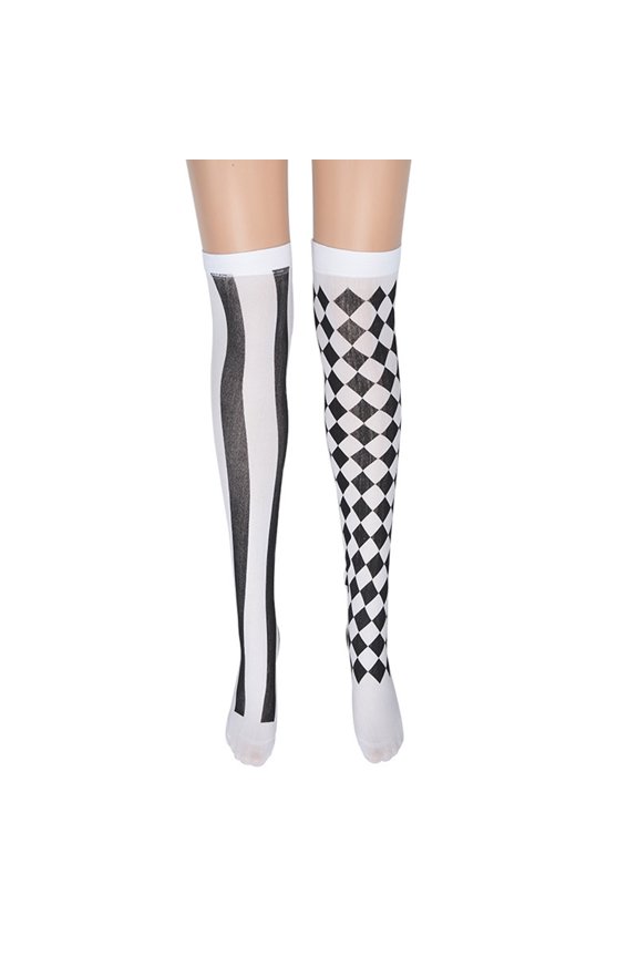 Gothic Long Socks Halloween Theme Stockings Pattern Print Over Knee Length Hosiery for Women Girls Cosplay
