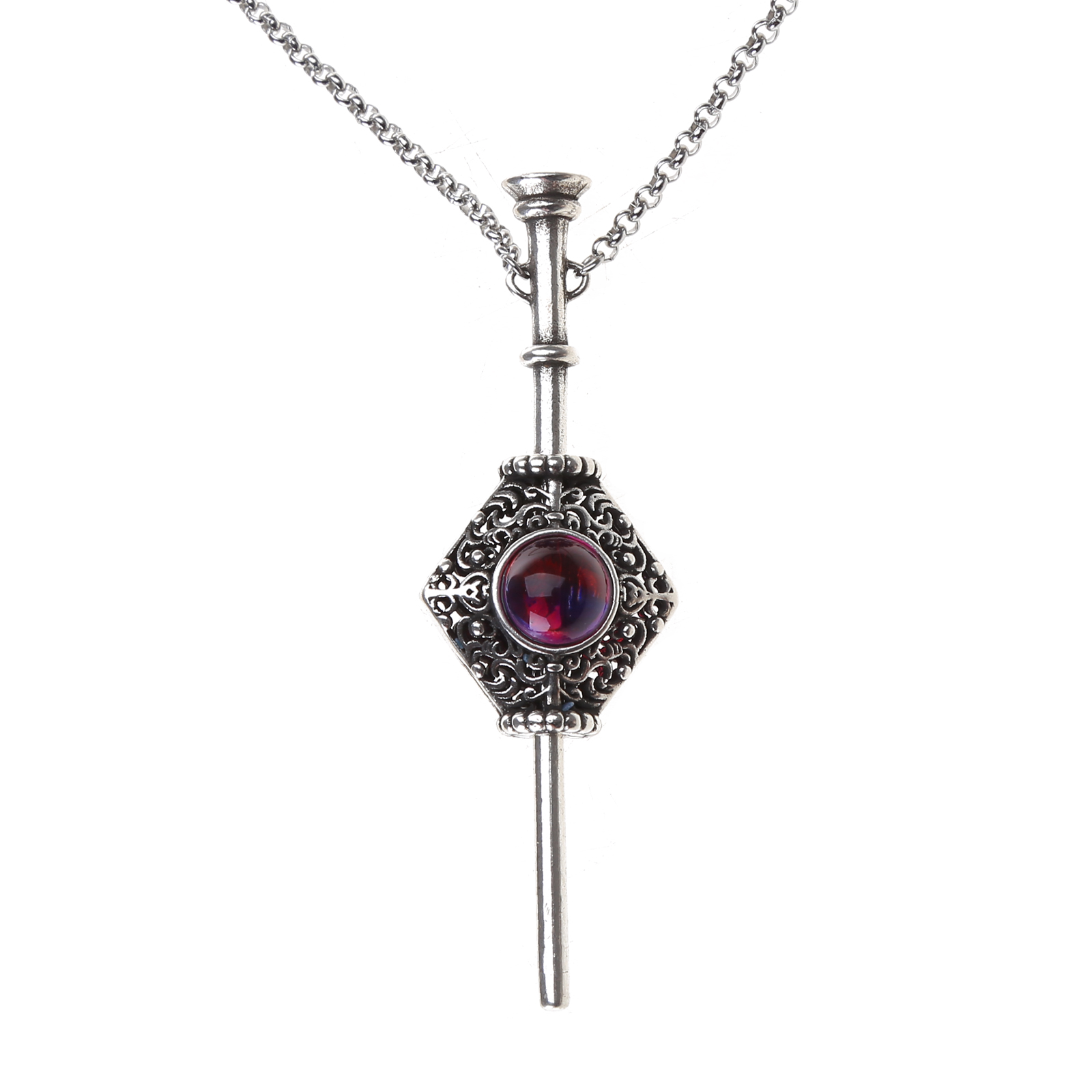 Gothic Magic Witch Necklace Women Men Vintage Blood Pack Removable Witch Wand Pendant Neckchain Cosplay Jewelry Gift