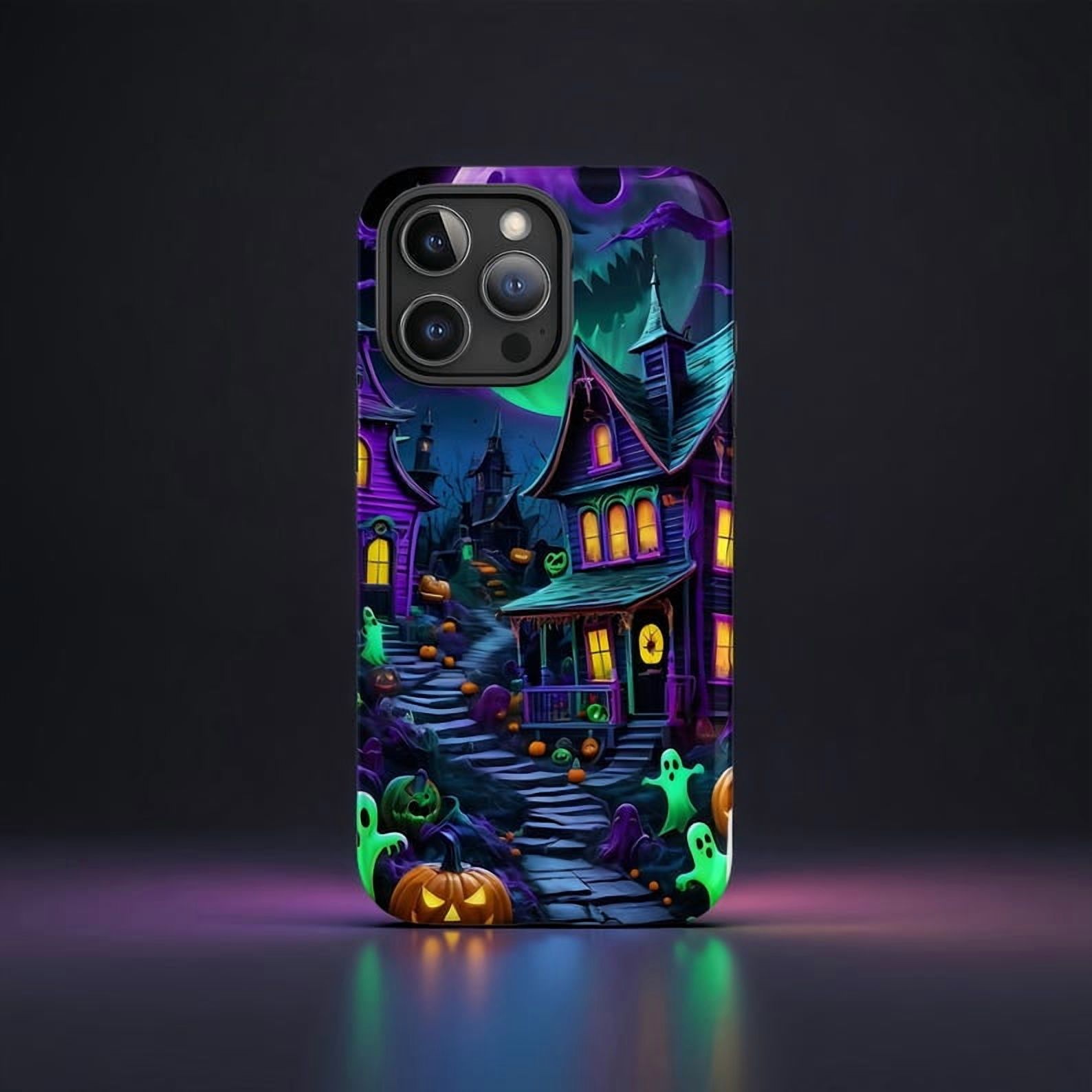 Gothic Mansion Night Scene Phone Case for iPhone 11 to 17 Pro Max ...