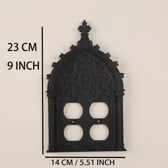 Gothic Medieval Style Black Plastic Light Switch Cover Plate for European Rocker Switches Single Double Gang Wall Plate