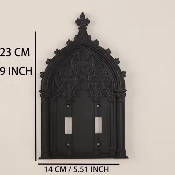 Gothic Medieval Style Black Plastic Light Switch Cover Plate for European Rocker Switches Single Double Gang Wall Plate