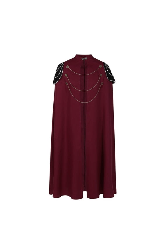 Gothic Men Cardigan With Padded Shoulder Cape Bead Curtain Chain Gear For Larp Outfit