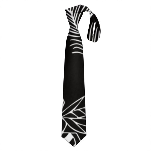 Gothic Mens Necktie - Dark Celestial Moon & Star Satin Tie for Weddings & Business Formal Wear