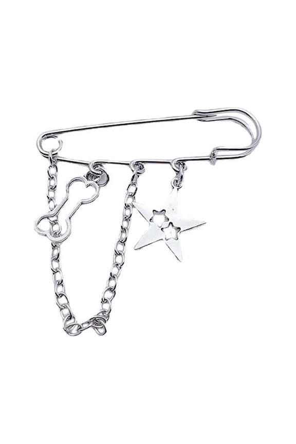 Gothic Minimalist Brooch /Five-Pointed Star Bone/Paper Clip Star Lapel Pin Fashion Sneaker Accessory