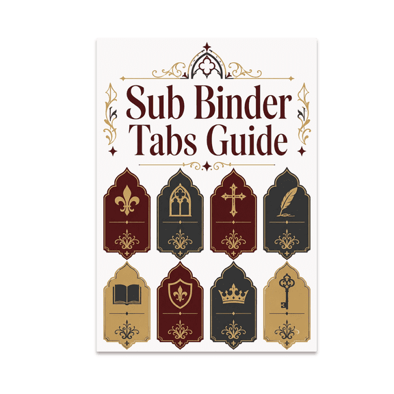 Gothic Modern Sub Binder Tabs Guide - Home Office Decor - 13x19 Poster Print