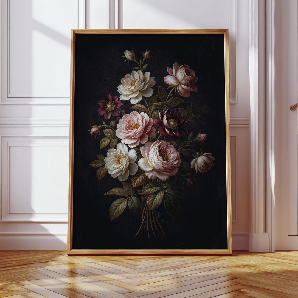Gothic Moody Floral Wall Art Print, Dark Academia Botanical Poster ...