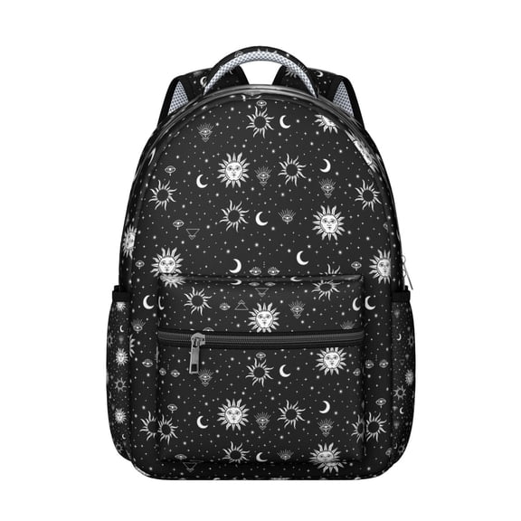 Gothic Moon Backpack for Student Waterproof Durable School Bag with Celestial Starry Night Print, Adjustable Straps, Breathable Padding, Large Capacity for School and Outdoor Use