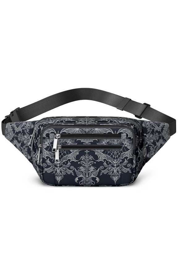 Gothic Moon BatWater-Resistant Running fanny pack with Multiple Zipper Pockets, Adjustable Waist pack