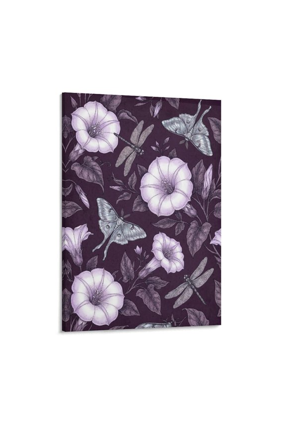 Gothic Moon Moth And Datura Floral Pattern 2-Pack Decorative Faux Linen Pillowcases, Hidden Zipper Cushion Covers for Home