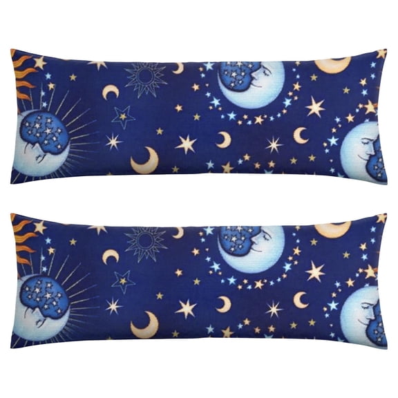 Gothic Moon & Star Body Pillow Cover 20x54 - Dark Celestial Pillowcase with Invisible Zipper - Soft Steampunk Aesthetic Full-Length Pillow Protector