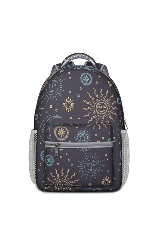 Gothic Moon & Sun Student Backpack - Waterproof & Lightweight with Spacious Storage