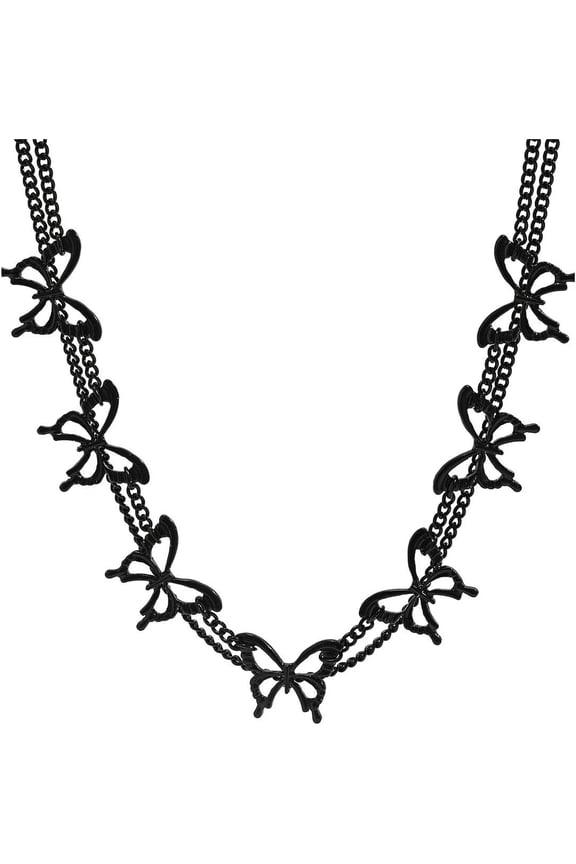 Gothic Moon and Star Choker Necklace, Y2k Black Bead Necklace, Goth Punk Y2k Accessories for Women[g168]