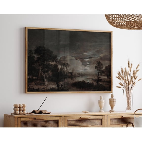 Gothic Moonlit Landscape Poster: Dark Romantic Castle Wall Art Postered, Unframed Poster Size 8x12