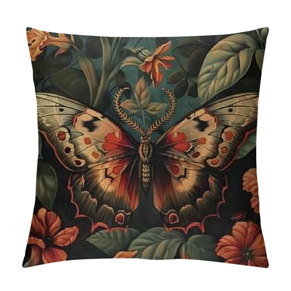 Gothic Moth Pillow Cover - Witch Gifts, Luna Moth Pillow Covers Witchy Decor Aesthetic, Goth Gifts, Gothic Decor for Home, Goth Room Decor