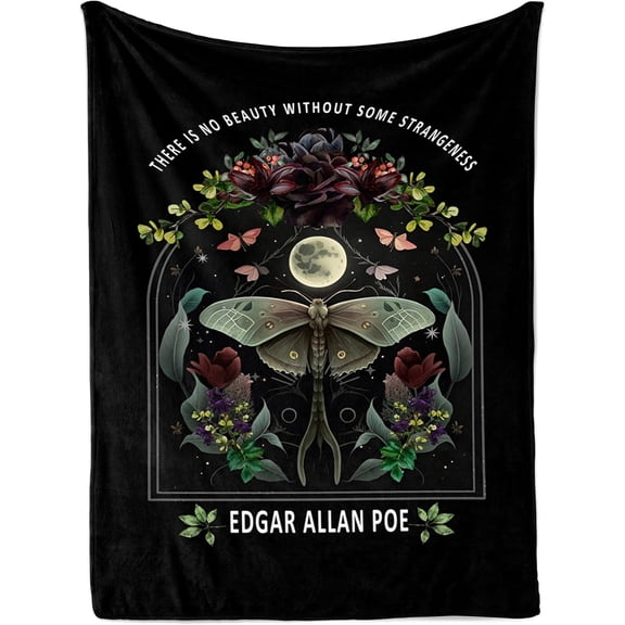 Gothic Moth Quote Tapestry, Moonlight Floral Arch Celestial Tapestries, Witchy Occult Wall Hanging for Bedroom Living Room Dorm Decor 30x40inch