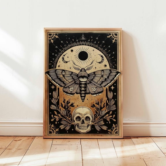 Gothic Moth Skull Celestial Poster Unframed Paper Print