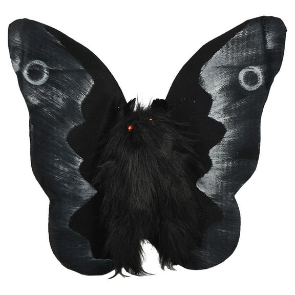 Gothic Mothman Plush Stuffed Animal, 14 Inch Dark Decor with Bright Red Eyes for Cryptid Lovers