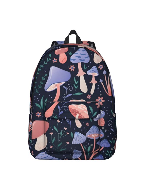 Gothic Mushroom Backpack, Durable School Bag Featuring Cottagecore Fungi and Vintage Woodland Print