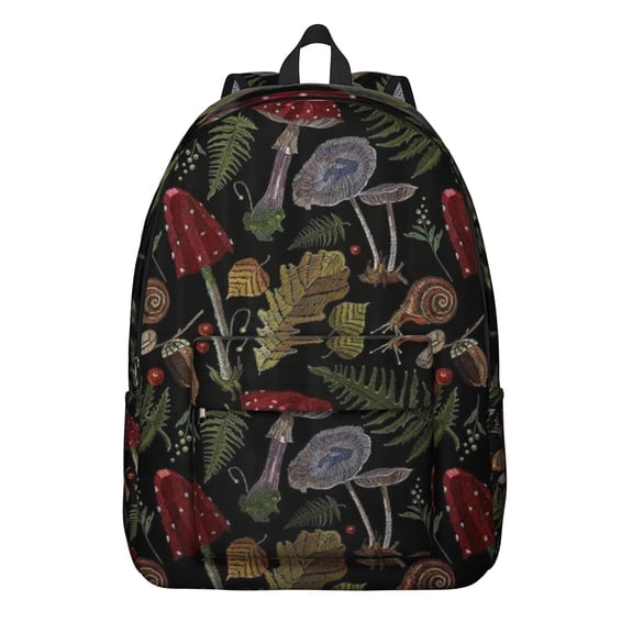 Gothic Mushroom Backpack, Durable School Bag Featuring Cottagecore Fungi and Vintage Woodland Print