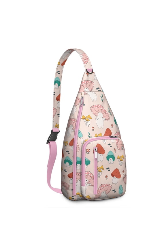 Gothic Mushroom Shoulder Bag - Dark Aesthetic Fungi, Waterproof, Multiple Zippered Compartments