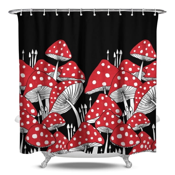 Gothic Mushroom Shower Curtain - Boho Vintage Mushroom Waterproof Drapes, Fairy Tale Fungi Design, Fade-Resistant & Machine Washable, 84x72 Inches