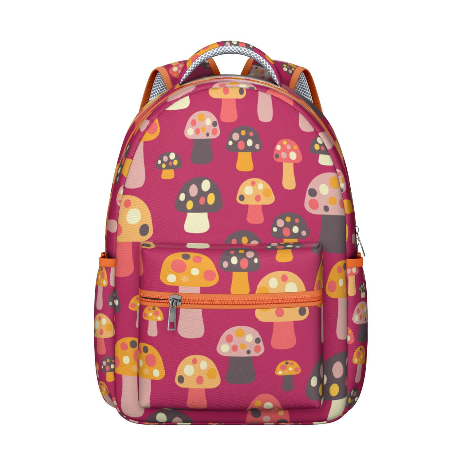 Gothic Mushroom Student Backpack - Vintage Magical Forest Design with Waterproof Exterior & Ergonomic Padded Straps