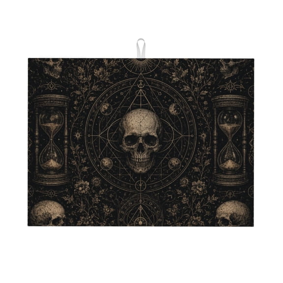 Gothic Mystery Alchemy Art Large Kitchen Drying Mat 18x24 Inch Ultra Absorbent Dish Drying Mats Foldable Countertop Protector