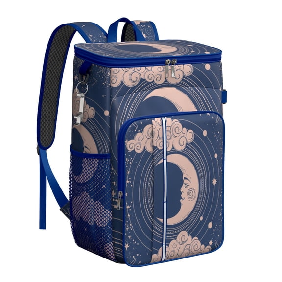 Gothic Mystic Celestial Backpack Cooler – Leakproof Insulated Cooler Bag with Starry Sky and Sun Print for Road Trips & Office