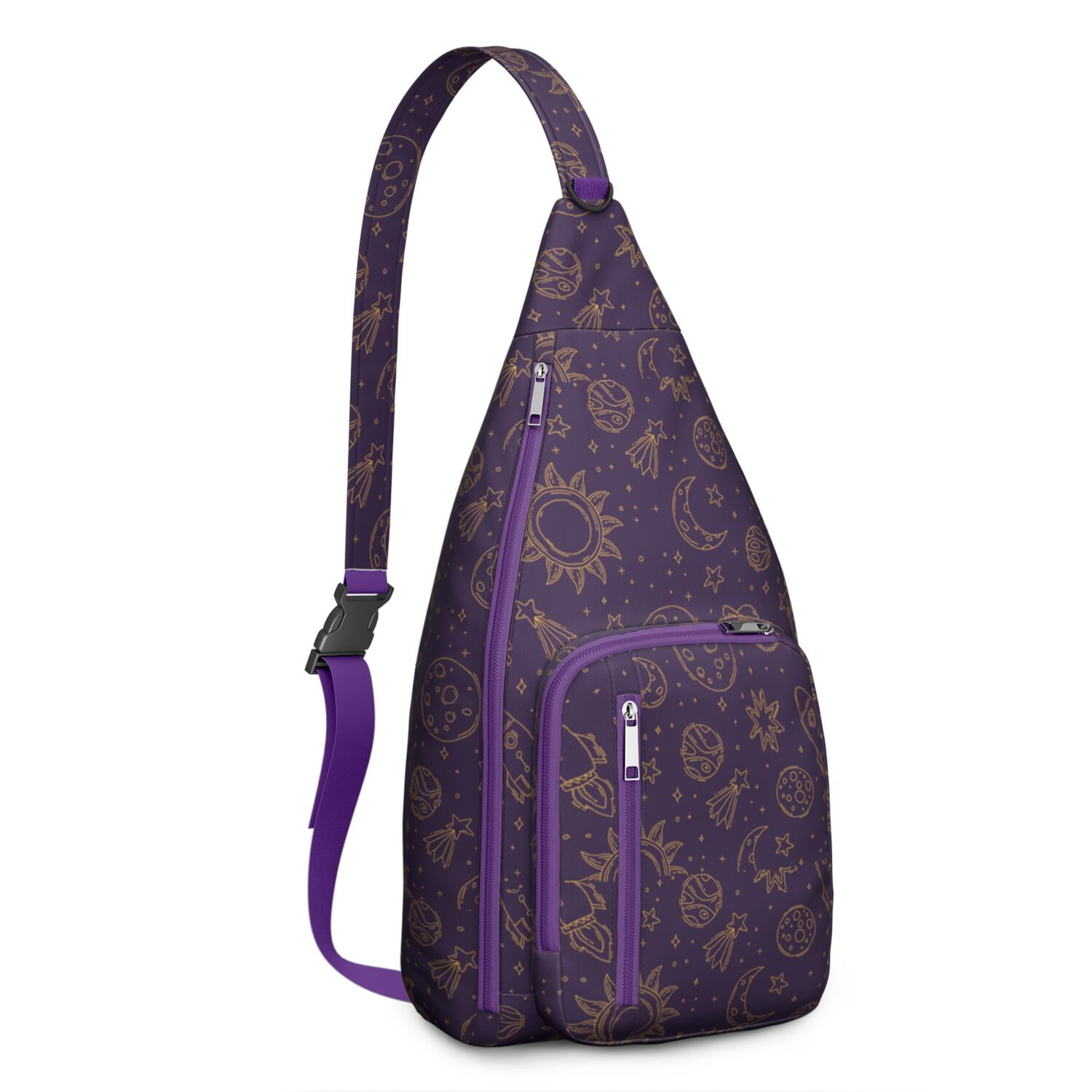 Gothic Mystical Crossbody Bag - Sun & Moon Star Print, Dark Aesthetic Sling Pack, Waterproof & Adjustable Strap