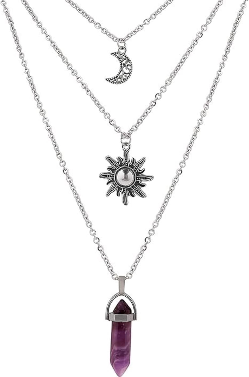 Gothic Necklaces Sun and Moon Choker Stone Pendant Goth Necklace for ...