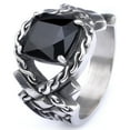 thumbnail image 1 of Gothic New Unisex 14K White Gold Cool Punk Classic Stone Ring Pattern Hollowing, 1 of 5