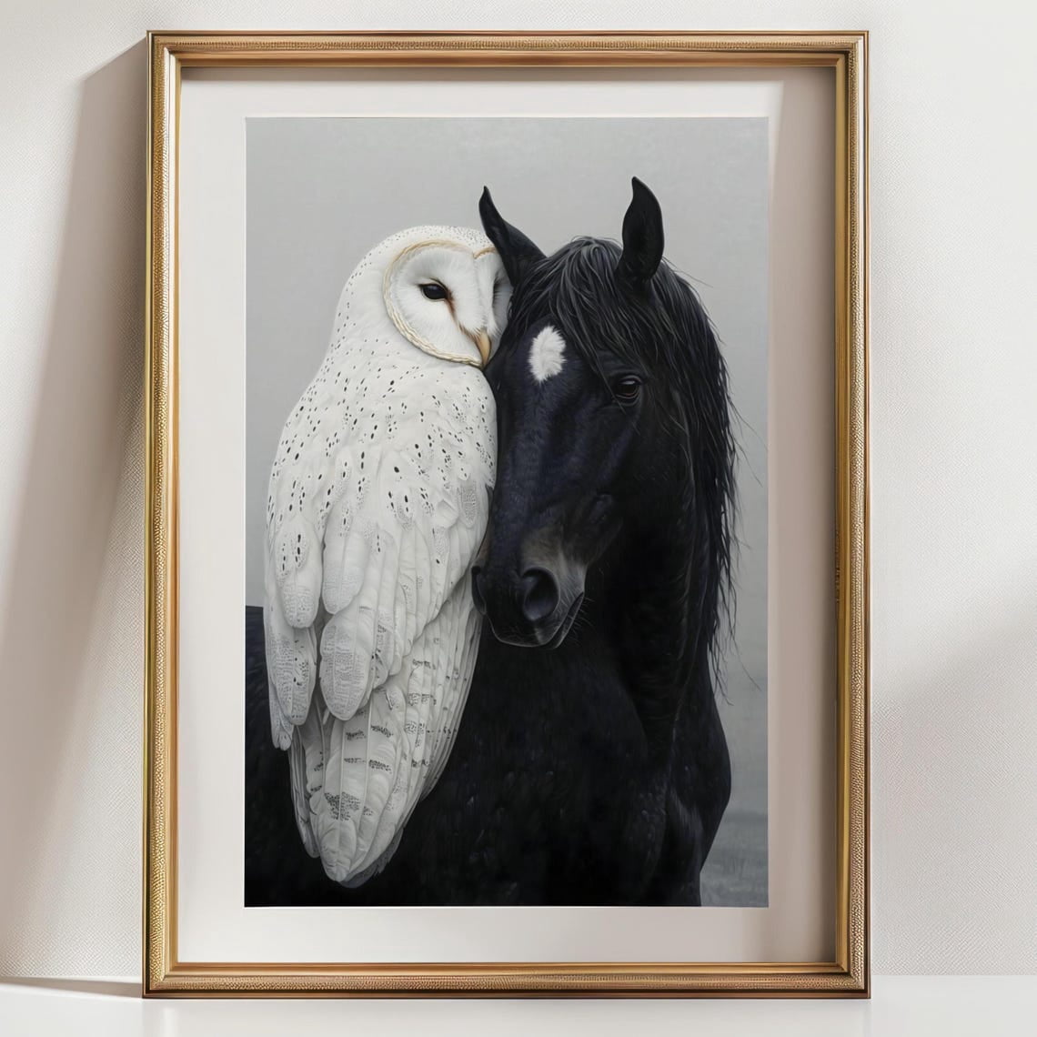 Gothic Owl And Horse Wall Art Print, Moody Animal Companions, Dark ...
